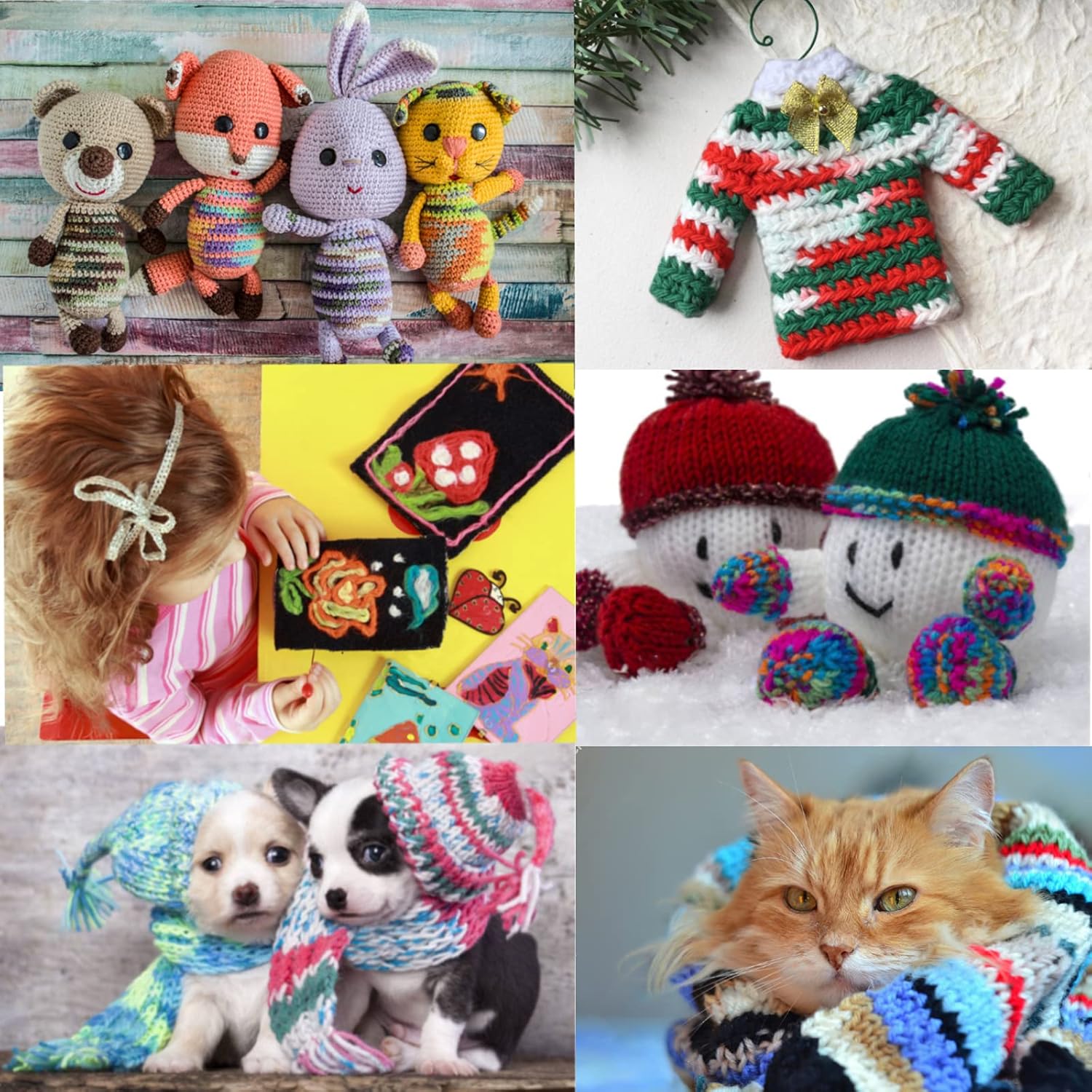 10 Acrylic Yarn Skeins,Multicolor Crochet Craft for Crocheting and Knitting,with Hooks Knitting Needles Stitch Markers,Crochet Starter Kit Beginners(650 Yard/250g) - Image 5