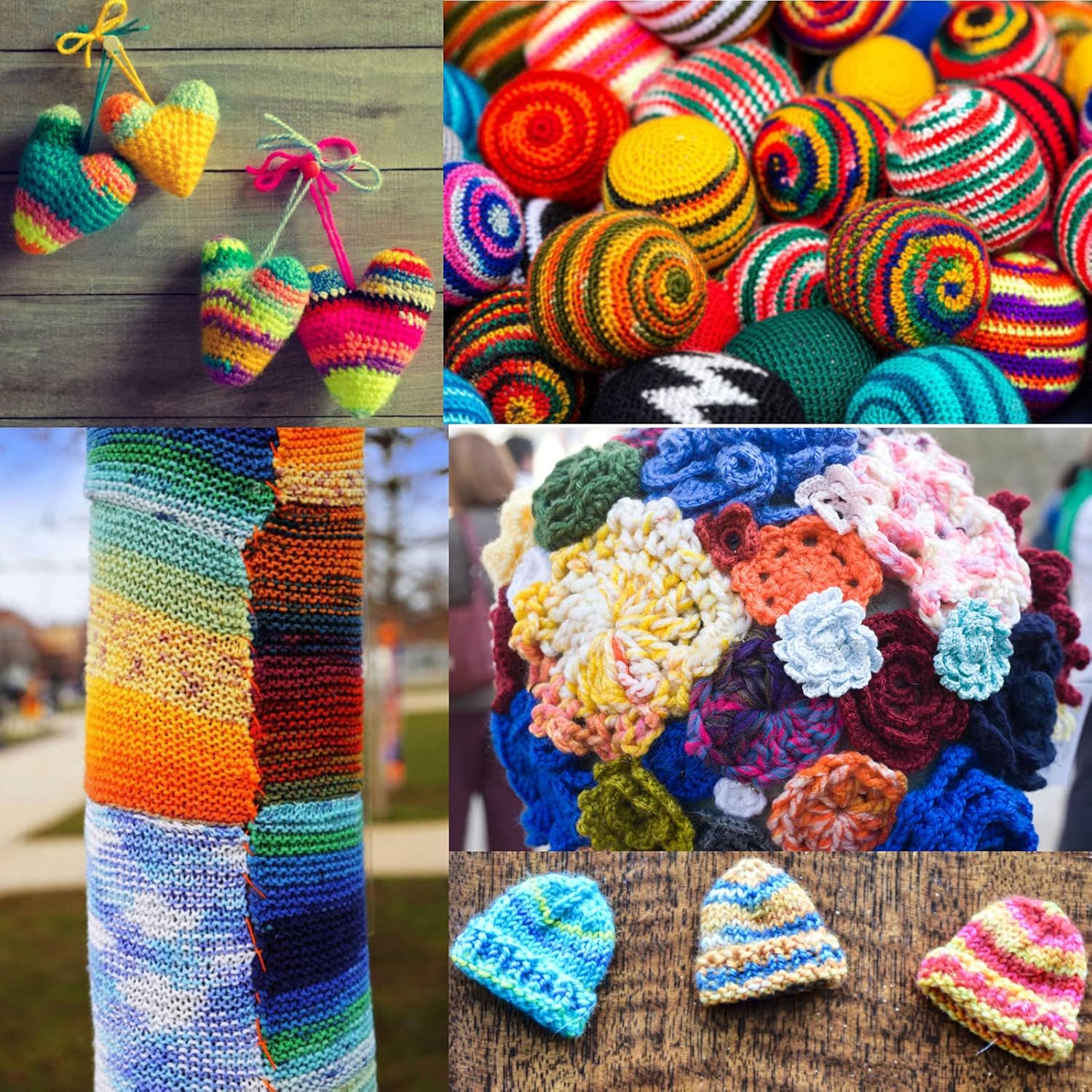 10 Acrylic Yarn Skeins,Multicolor Crochet Craft for Crocheting and Knitting,with Hooks Knitting Needles Stitch Markers,Crochet Starter Kit Beginners(650 Yard/250g) - Image 6