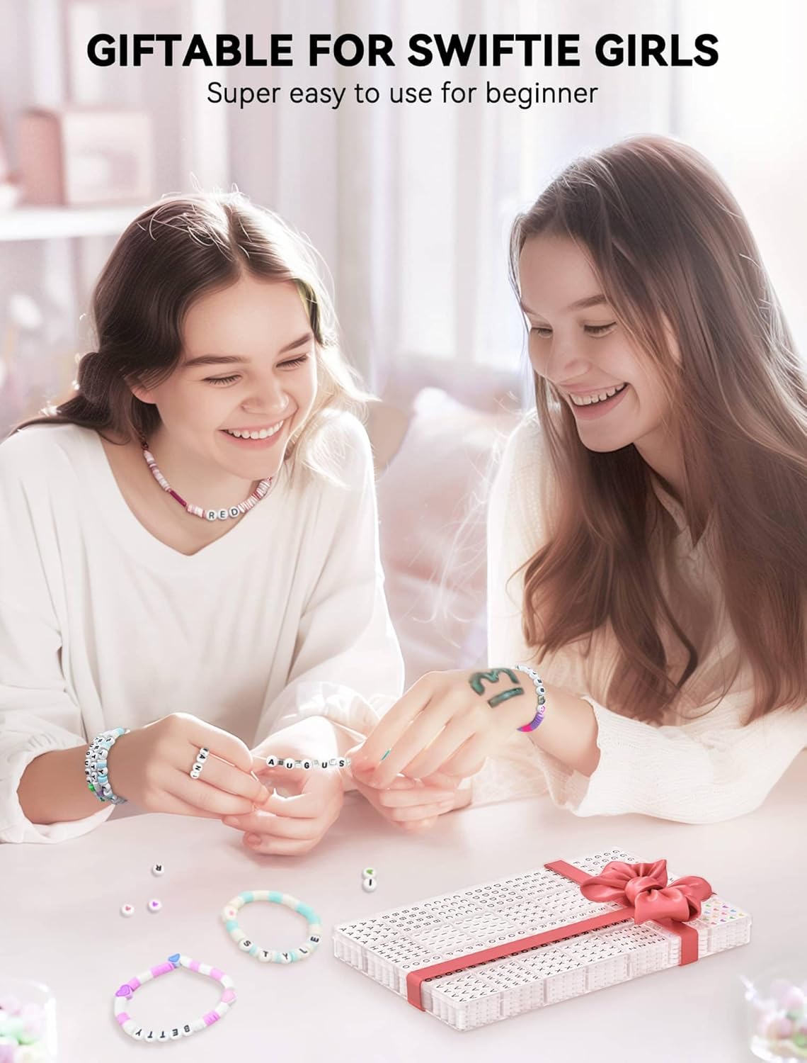 ARTDOT 1400 PCS Letter Beads for Jewelry Making Kit, 28 Styles Alphabet Beads for Friendship Bracelets Assorted Preppy Beads with Storage Case - Image 6