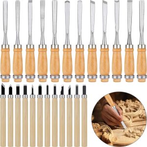 Calary 24Pcs Wood Carving Chisel Set - Kit Including Small and Large Size Wood Carver Set